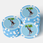 Cute chimpansee in oerwoud hangende cartoon poker chips (Opstapeling)