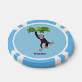 Cute chimpansee in oerwoud hangende cartoon poker chips (Enkel)
