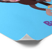 Cute chimpansee in oerwoud hangende cartoon poster (Hoek)