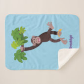 Cute chimpansee in oerwoud hangende cartoon sherpa deken (Voorkant (horizontaal))