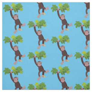 Cute chimpansee in oerwoud hangende cartoon stof