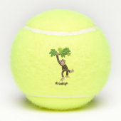 Cute chimpansee in oerwoud hangende cartoon tennisballen (Achterkant)