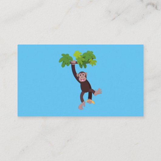 Cute chimpansee in oerwoud hangende cartoon visitekaartje (Achterkant)