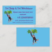 Cute chimpansee in oerwoud hangende cartoon visitekaartje (Voorkant / Achterkant)