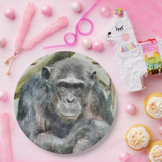 CUTE CHIMPANZEE PAPIEREN BORDJE (Feest)