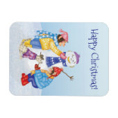 Cute chimps building a snowman magnet magneet (Horizontaal)