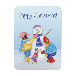 Cute chimps building a snowman magnet magneet