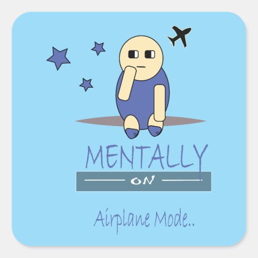 Cute Chimy Mentaal in Vliegtuigmodus Sticker (Voorkant)