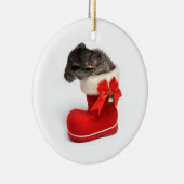 Cute Chinchilla in kerststouwing Keramisch Ornament (Rechts)