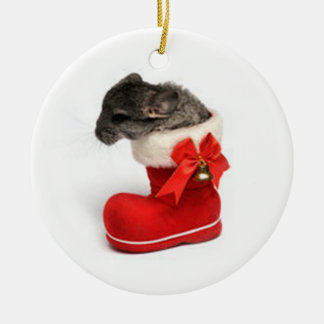 Cute Chinchilla in kerststouwing Keramisch Ornament