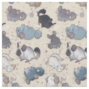Cute Chinchilla Scatter Cute Animals op Cream Stof