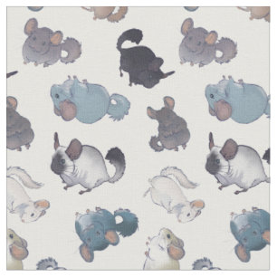 Cute Chinchilla Scatter Cute Animals op wit Stof
