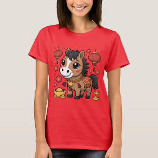 Cute Chinees Nieuwjaars Paard T-shirt | Maan Nieuw