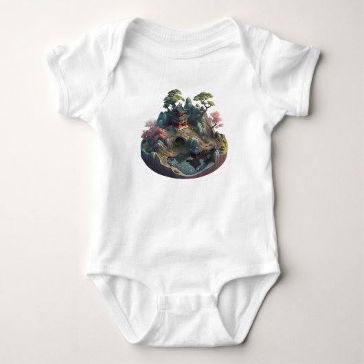Cute Chinese Fantasy 3D Landscape Baby Bodysuit (Voorkant)