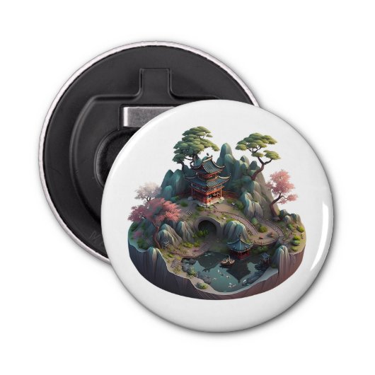 Cute Chinese Fantasy 3D Landscape Bottle Opener (Voorkant)