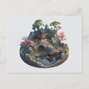 Cute Chinese Fantasy 3D Landscape Briefkaart