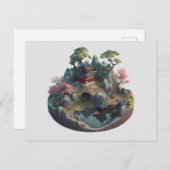 Cute Chinese Fantasy 3D Landscape Briefkaart (Voorkant / Achterkant)