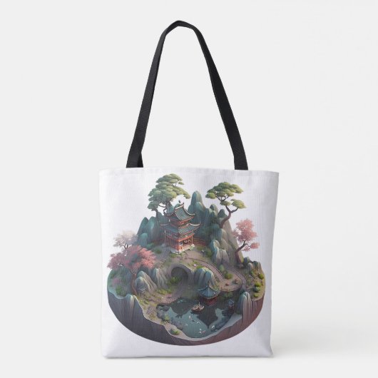 Cute Chinese Fantasy 3D Landscape Canvas tas (Achterkant)