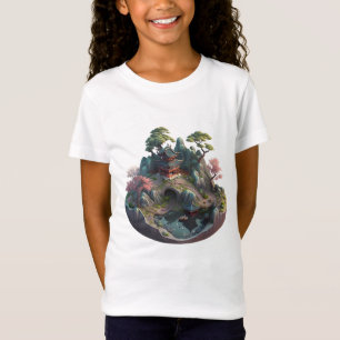 Cute Chinese Fantasy 3D Landscape Girl's T-shirt