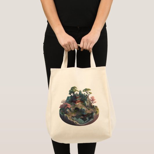 Cute Chinese Fantasy 3D Landscape Grocery Bag Tote Bag (Voorkant (product))