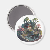 Cute Chinese Fantasy 3D Landscape Round Magnet (Voorkant / Achterkant)