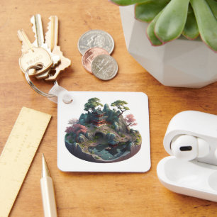 Cute Chinese Fantasy 3D Landscape Sleutelhanger