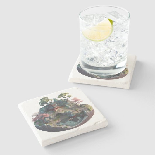 Cute Chinese Fantasy 3D Landscape Stone Onderzette Stenen Onderzetter (Zijkant)