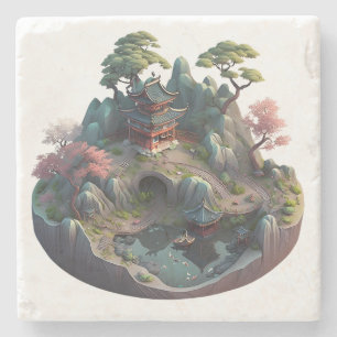Cute Chinese Fantasy 3D Landscape Stone Onderzette Stenen Onderzetter