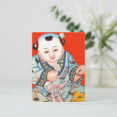 Cute Chinese Laughing Good Luck Buddha op red Briefkaart (Staand voorkant)