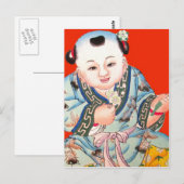 Cute Chinese Laughing Good Luck Buddha op red Briefkaart (Voorkant / Achterkant)