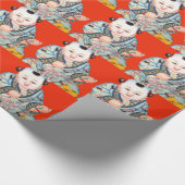 Cute Chinese Laughing Good Luck Buddha op red Cadeaupapier (Hoek)