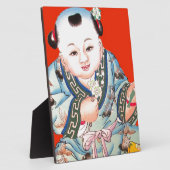Cute Chinese Laughing Good Luck Buddha op red Fotoplaat (Zijkant)