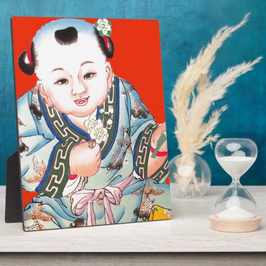 Cute Chinese Laughing Good Luck Buddha op red Fotoplaat (Zijkant)