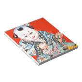 Cute Chinese Laughing Good Luck Buddha op red Notitieblok (Schuin)