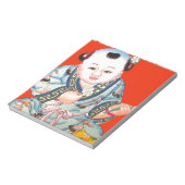 Cute Chinese Laughing Good Luck Buddha op red Notitieblok (Linkerzijde)