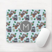 Cute Chinese Pandas Patroon Monogram Muismat (Met muis)
