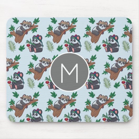 Cute Chinese Pandas Patroon Monogram Muismat (Voorkant)