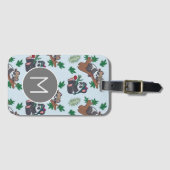 Cute Chinese Pandas Pattern Monogram Bagagelabel (Voorkant (horizontaal))