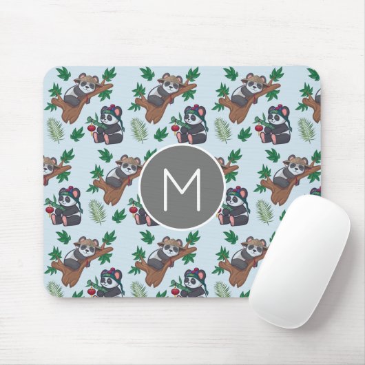 Cute Chinese Pandas Pattern Monogram Muismat (Met muis)