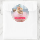 Cute Chipmunk Ballerina in tutu bij Dance Studio Ronde Sticker (Tas)