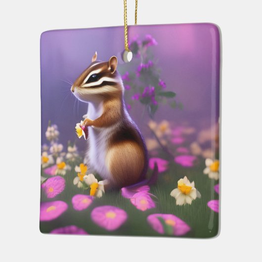 Cute Chipmunk in Flowers Keramisch Ornament (Links)