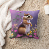 Cute Chipmunk in Flowers Kussen (Deken)