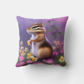 Cute Chipmunk in Flowers Kussen (Achterkant)