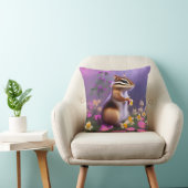 Cute Chipmunk in Flowers Kussen (Stoel)