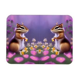 Cute Chipmunk in Flowers Magneet