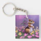 Cute Chipmunk in Flowers Sleutelhanger (Voorkant)