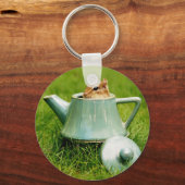 Cute Chipmunk in Teapot Sleutelhanger (Voorkant)