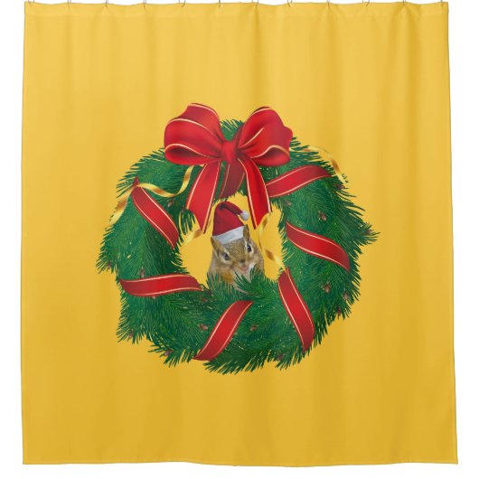 Cute Chipmunk Kerstmis Douchegordijn (Voorkant)