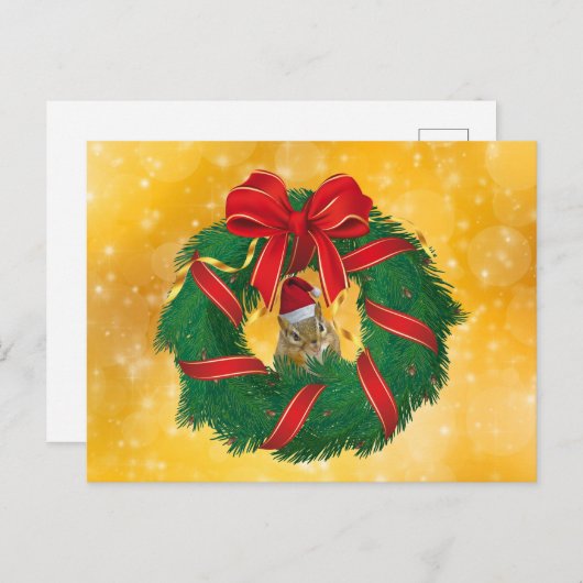 Cute Chipmunk Kerstmis Feestdagenkaart (Voorkant / Achterkant)