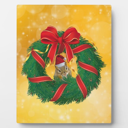 Cute Chipmunk Kerstmis Fotoplaat (Voorkant)